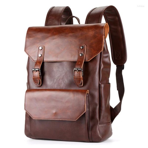Rucksack Männer Vintage Reise Leder Tasche Große Kapazität Rucksack Mode Bagpack Laptop Rucksäcke Casual Taschen Für Schule