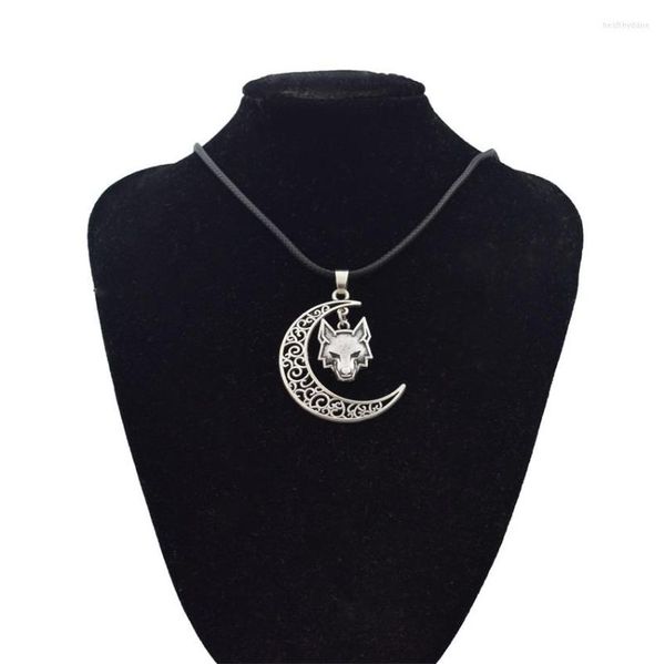 Colares pendentes Crescent Moon Wicca Colar de lobo jóias de talismã pagão para mulheres