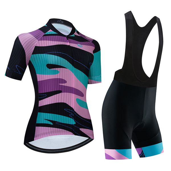 2024 Pro Women Sommer Radfahren Jersey Set Short Sleeve Mountain Bike Cycling Cloding Atmungsfreie MTB -Fahrradkleidung tragen Anzug V3