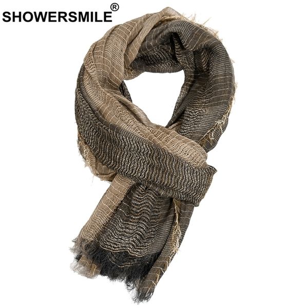 Schals SHOWERSMILE Schal Männer Herbst Winter Britischen Stil Herren Schals Patchwork Khaki Schwarz Grau Navy Männlicher Schal 180 cm * 110 cm 230215