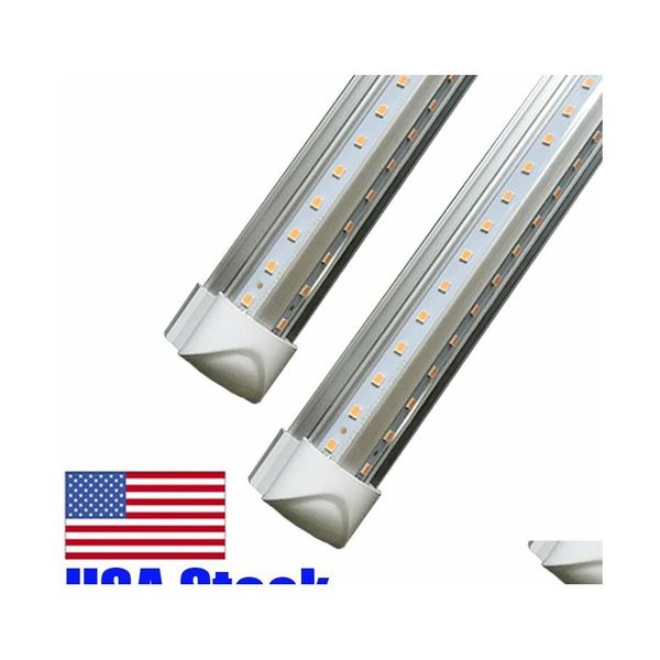 LED Tüpler T8 Entegre Tüp 8 feet 72W 100W Watt V Şekilli 270 Derece Görüntüleme Açısı 6000K Şeffaf Lens Tapası ve Soğutucu için Işık Oynatma DH2OI