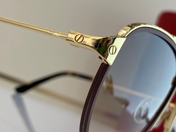 Hochwertige, quadratische Sonnenbrille, original Herren-Viehwaren, Santos de Modell 0326, goldgebürstetes Platin, zweifarbig, Designer-Pilotensonnenbrille, HD, Originalgröße 57 20 145