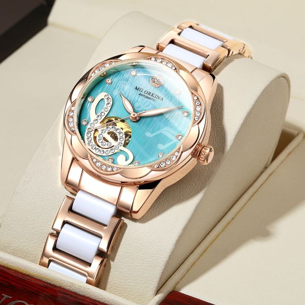 Orologi da polso Designer Orologi meccanici Donna Luxury Top Brand Ceramica Acciaio inossidabile Diamond Music Orologi da polso automatici da donna 230215