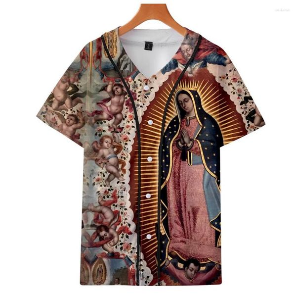 T-shirt da uomo 3D Nostra Signora di Guadalupe Manica corta Camicia monopetto stampata T-shirt casual estiva Moda Streetwear T-shirt Abbigliamento