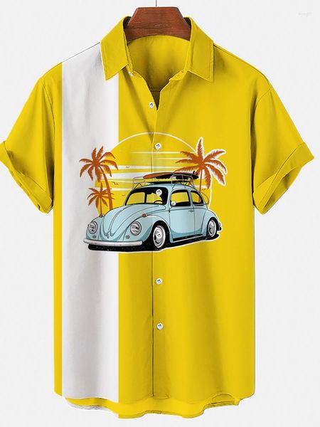 Männer Casual Hemden Für Männer 3D Vintage Mode Violine Rocker Gedruckt Rockabilly Hawaiian Shirt Kurzarm Top Homme Harajuku Ropa hombre