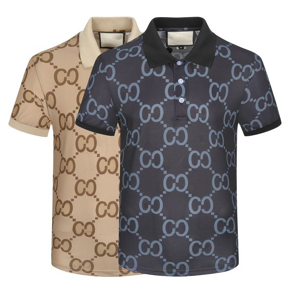 Camicia POLO da uomo di moda estiva Stampa aziendale Lettera G Manica corta T-shirt casual in cotone di marca di alta qualità Taglia asiatica M-3XL