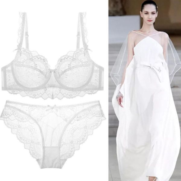 BHs Sets Frauen Sexy Spitze BH Dünne Transparente Blume Hohe Qualität Unterwäsche Anzug Frauen Weibliche Dessous A B C D DD E CupBras