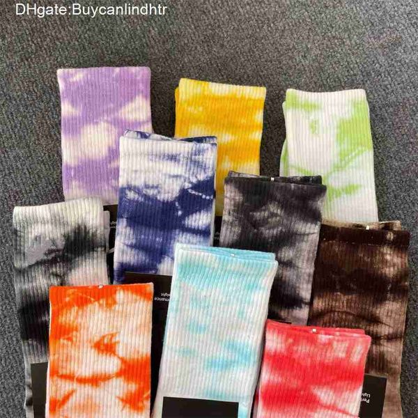 Calzini Hiphop in cotone per skateboard colorati con tintura in cravatta da uomo e donna Sox Calzino lungo per coppia Calzino natalizio Y5TZ