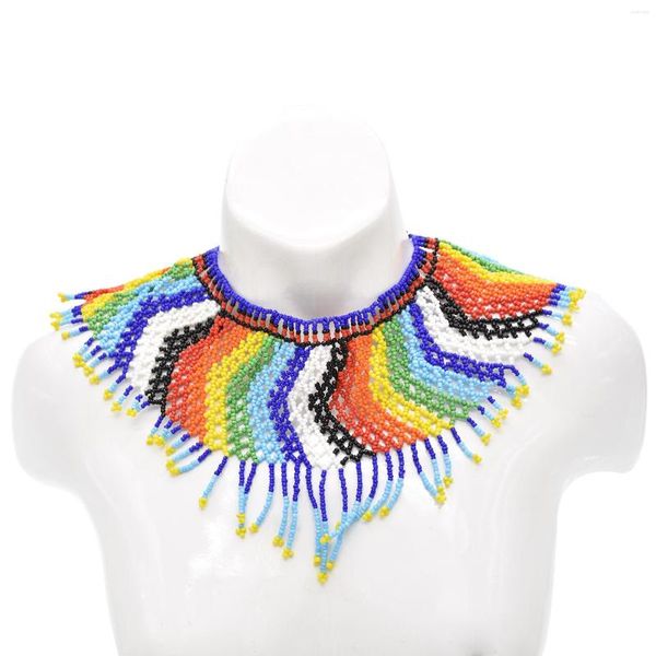 Colares pendentes de pingente étnico boho contas colarinho gargantilha para mulheres declaração artesanal collier femme african tribal presente