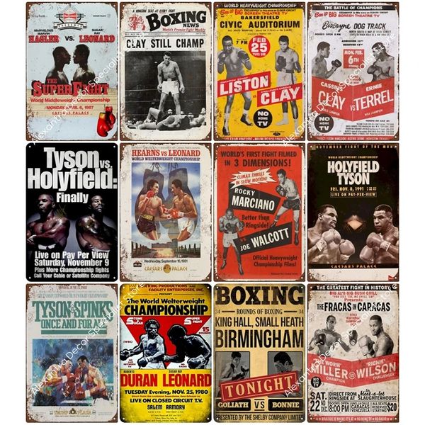 Boxe Targa in metallo Targa in metallo Targa in metallo Tyson Vintage Pub Retro Decorazione da parete per Bar Pub Club Man Cave Poster in metallo 20 cm x 30 cm Woo