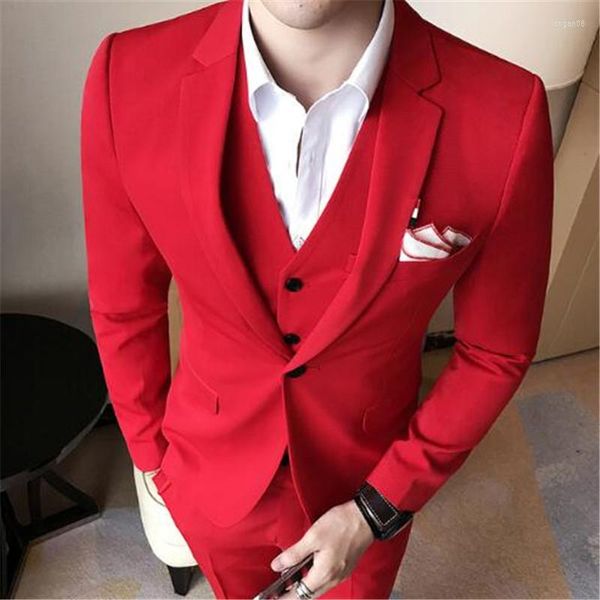 Мужские костюмы Red Blue Slim Fit стиль жених смокинг Men 2 Piece (Jacket Pant) Свадебный выпускной костюм Masculino Costume Homme 603 Homme 603