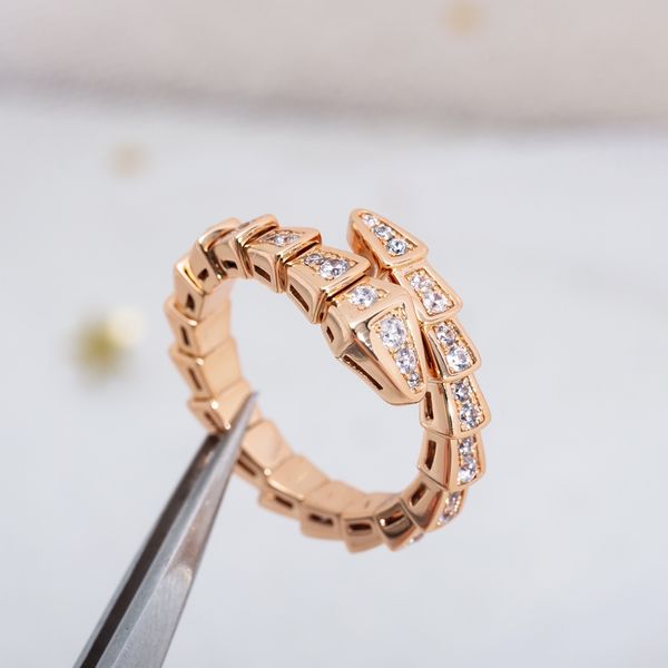 Модный бренд, женская мода, полное кольцо со змеей и бриллиантами из циркона, цветные кольца для пар, титановая сталь, полированные ювелирные изделия для влюбленных