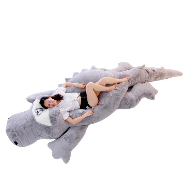 Tamanho grande simulação pele de crocodilo brinquedo de pelúcia jumbo jacaré capa para crianças menina 118 polegadas 87 polegadas