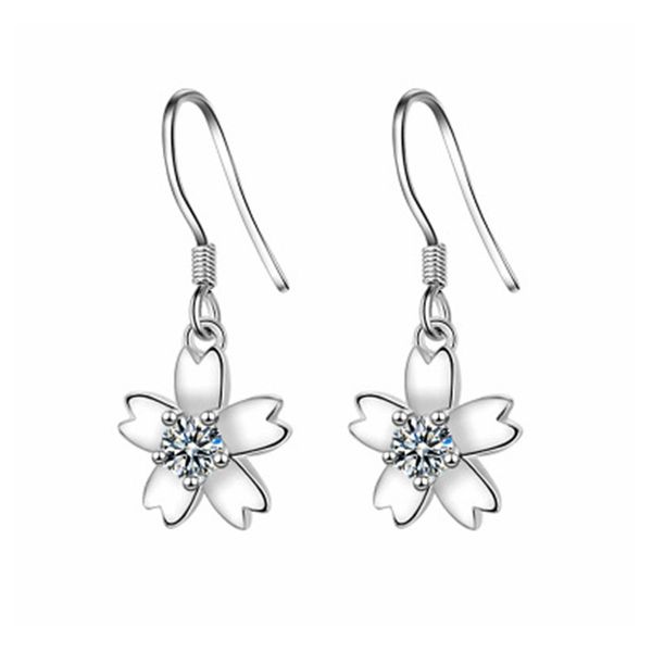 Fascino Sier Orecchini Zirconia Cute Flower Girl Donna Gioielli Beautif Hies Orecchino Consegna a goccia Dhtff