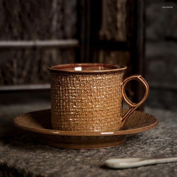 Кружки 130 мл японского стиля винтажная крупная глиняная керамика кофейная чашка ручной керамической кружки концентрированные латте дневные чашки