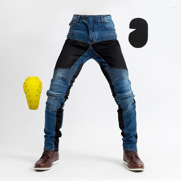 Herren-Jeans, Motorrad-Roller, Herren-Motocross-Rennradhose mit Protektoren, Knie- und Hüftpolster