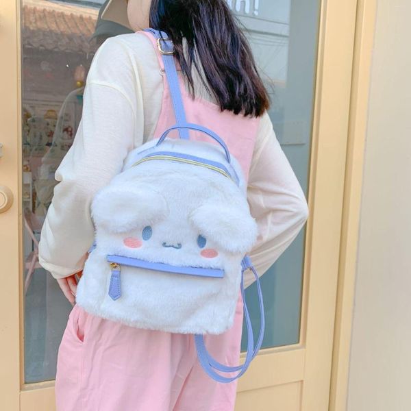 Okul çantaları nonsar japon karikatür peluş çanta sevimli kız kalp çirkin büyük kulaklar sırt çantası