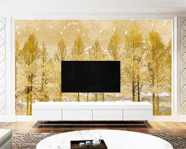 Sfondi personalizzati Po Wallpaper Original Autumn Forest Pittura a olio Paesaggio Soggiorno TV Divano Sfondo Muro Decorazioni per la casa Murale