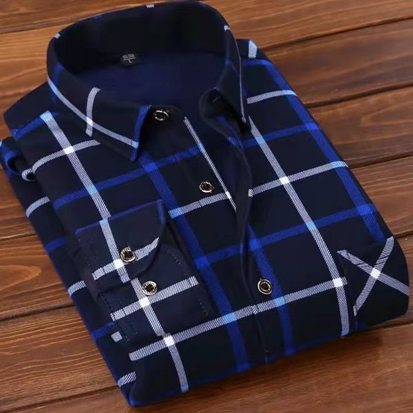 Männer Casual Shirts Winter ankunft Mode Plaid Langarm herbst Männer Fleece Dicke Warme Hohe Qualität Große Größe 230214