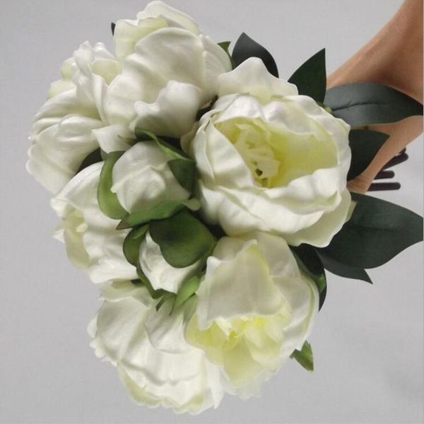 8 teste / 1 fascio Real Touch Fiore artificiale PU Peonia Bouquet Decorazioni per la casa Puntelli Forniture per feste di nozze fai da te