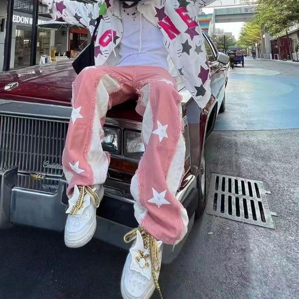 Pantaloni maschili della personalità della moda americana star tuttimili da uomo y2k street harajuku cuciture hip-hop jogger tascabile jogger dritti