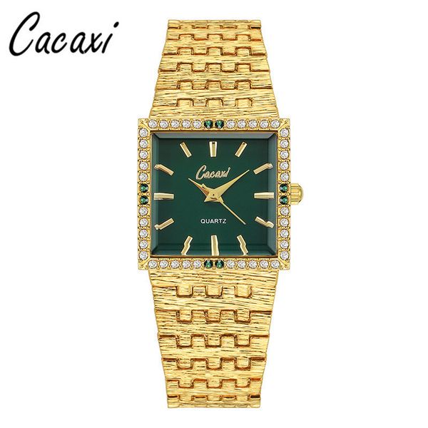 Orologi da polso Orologio da donna Orologio da polso quadrato vintage di lusso Orologio da polso con diamanti verdi Regalo per ragazza Orologi al quarzo in oro Reloj 230215