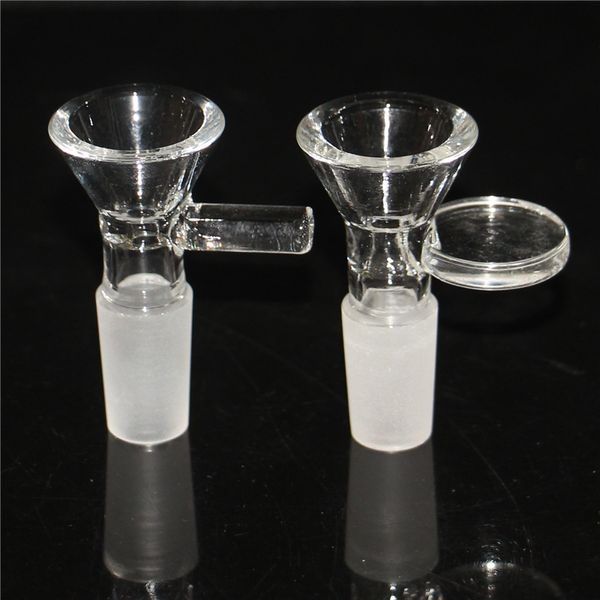 Ciotola di vetro rotonda spessa Bruciatore di olio secco per erbe Narghilè con manico 3 tipi 10mm 14mm 18mm maschio femmina Per strumenti per fumatori Accessori Bong d'acqua