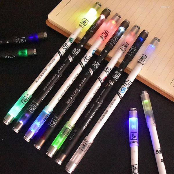 1 Pz Creativo Spinning Costellazione Colore Luminoso Turn Pen Rotante Gel Incandescente Regalo 0.5mm Scrittura Studente Materiale Scolastico