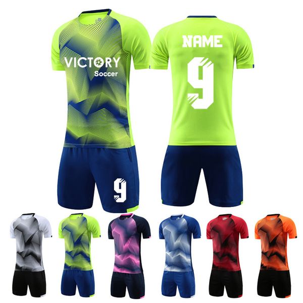 T-shirt da esterno Bambini Maglie da calcio sfumate Uomo Set sportivi Divise da calciatore personalizzate Tuta da allenamento Futbol Abbigliamento da allenamento per squadra di calcio 230215