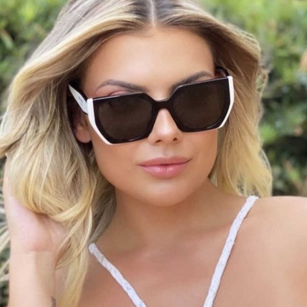 Óculos de sol Trending White Black Square Sunglasses Mulheres 2022 Marca de luxo Vintage Big Frame Sun Glasses Mulheres Sombras UV400 Oculos de Sol G230214