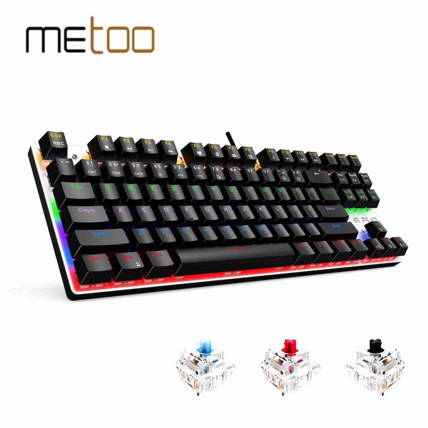 Tastaturen Metoo Edition Mechanische Tastatur 87 Tasten Blue Switch Gaming-Tastaturen für Tablet Desktop Russischer Aufkleber T230215