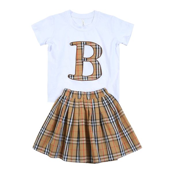 Roupas femininas Conjunto de roupas de menina xadrez de verão Topdler Tops Terno para crianças roupas 100cm-140cm