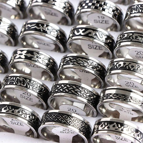 Кольца группы 10 шт./Лот оптовая мода Простые кольцо из нержавеющей стали для мужчин женщины Красивые модные панк -ювелирные изделия Винтажные подарки на день рождения G230213