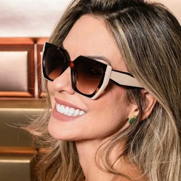 Óculos de sol 2022 Verão New Fashion Square Leopard Glassses Women Brand exclusivo Rainbow Sun Glasses feminino Anti-azul óculos homens tons G230214