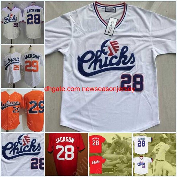 Бо Джексон # 28 Bo Jackson # 29 Chicks Movie Baseball Jersey America все сшитые белый красный апельсин S-3XL Высокое качество
