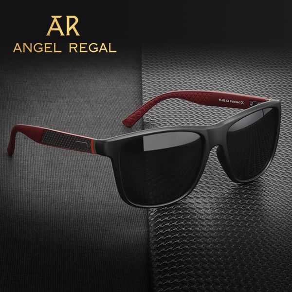 Óculos de sol AR Brand Brand Classic Polarized Glasses Sunglasses Green Red Stripe Design UV400 Proteção Fibra de Carbono Temple Sun Men Fashion PL492 230214