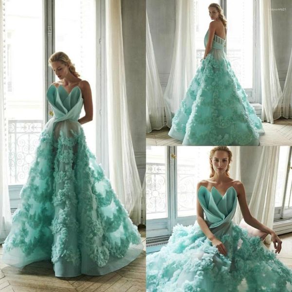 Abiti da festa 2023 Prom senza spalline A Line Ruffles Lunghezza pavimento Abiti da sera firmati su misura Cocktail da principessa