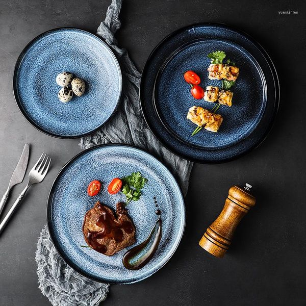 Teller Nordic Starry Blue Keramik Abendessen Western Steak Salatteller Porzellan Serviertablett El Tableware Home Decorative