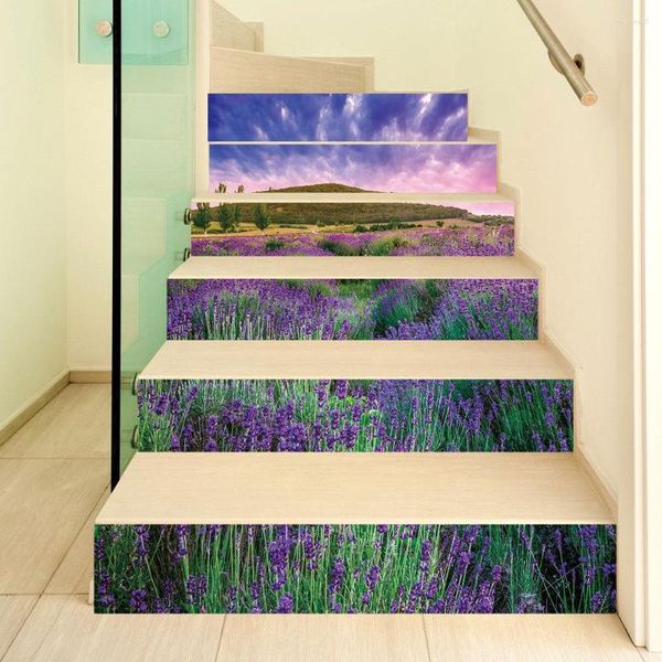 Sfondi autoadesivi adesivi innovativi per scale soggiorno decorazione lavanda fai da te commercio domestico carta da parati impermeabile in PVC da parete