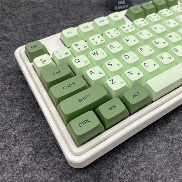 Teclados 124 keys matcha verde teclado mecânico keycaps corante sublimação xda keycap inglês japonês pbt taps para cherry mx switch t230215