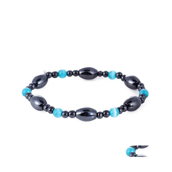 Fili di perline Bracciale con magnete magnetico elastico con perline Perline nere Terapia Salute Gioielli Braccialetti con consegna a goccia Dhqws