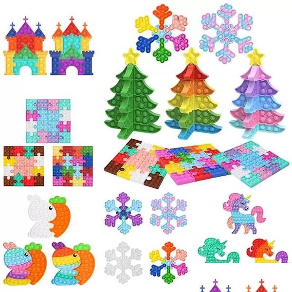 Descompress￣o Fidget Toys Toys Jigsaw Redent Controle pioneiro Diy Snowflake costurando ￡rvore de natal ￡rvore infantil Presentes de quebra -cabe￧a FIN DHJ6G