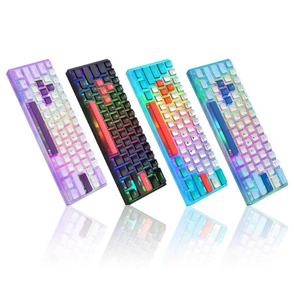 Teclados femininos WK61 RGB Backlit Gamer Keyboard Switch vermelho PBT Pudding teclado teclado mecânico Swappable Hot 60% PC Layout T230215