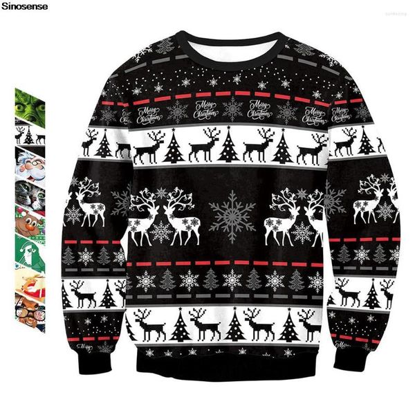 Erkek Sweaters Erkek Kadın Çirkin Çirkin Noel Kazak 3D Ağaç Kar taneleri Baskılı Tatil Partisi Sweatshirt Külot Noel Giyim