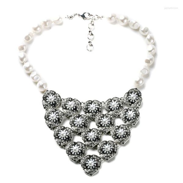 Anhänger Halskette Balanbiu in Cube Pearl Cluster Couture Halskette Big Perlen Long Crusted Crystal Choker Hochzeit Schmuck für Frauen