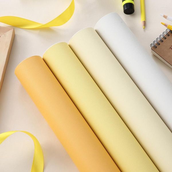 Sfondi Adesivo per dormitorio autoadesivo giallo tinta unita Carta da parati per scrivania impermeabile e resistente all'umidità Desktop istantaneo