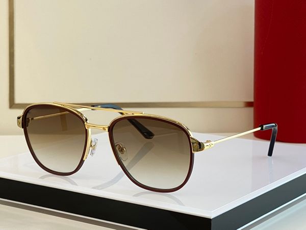 Мода Carti Luxury Cool Sunglasses Дизайнерские полицейские очки модели мужских квадратов Пилот Santos de Gold Platinum Platinum двухцветный металлический HD подлинный размер 57 20 145