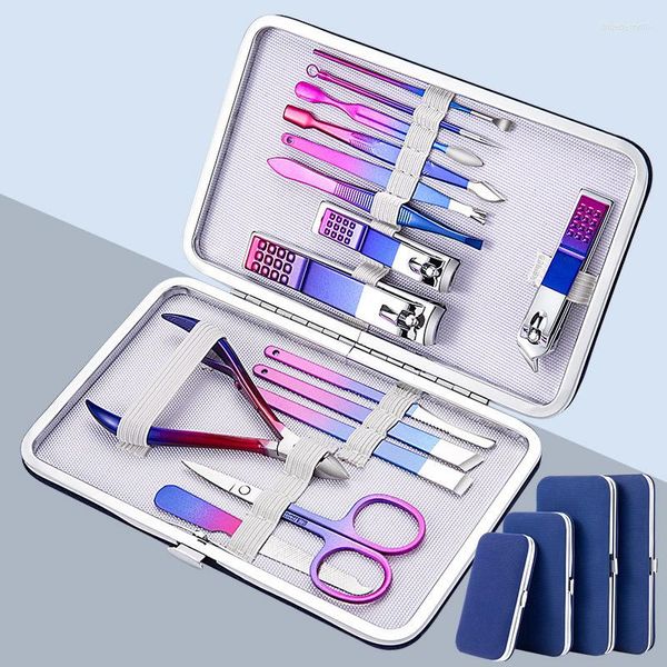 Kit per nail art 7-15 pezzi Set per manicure colorato Taglierina per pelle morta Pinze per pedicure Forbici per pinze in acciaio inossidabile Strumenti per clipper