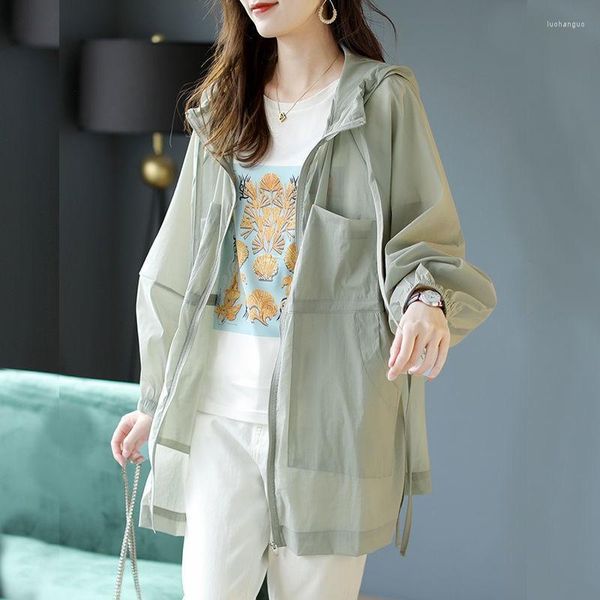 Jackets femininas Mulheres encapuzadas Moda magra pura chique de verão femme sólido inseto de estilo coreano