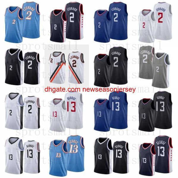 2022 Maglie Da Basket Leonard Mens City Paul George Camicia Senza Maniche Grigio Blu Maglia S-XXL